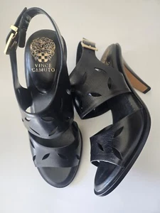 NEU - VINCE CAMUTO SCHWARZE LEDER-SANDALEN MIT ABSATZ GR. 8,5 M - Bild 1 von 7