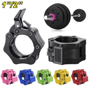 Olympic Bar Collars 2 inch Barbell Dumbbell Quick Lock Clamps Clips Weight 50mm - Picture 1 of 15