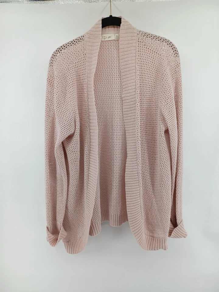 RD стиль кардиган женщин розовый большой/G открытый спереди крючком длинным рукавом хлопок. - Изображение 1 из 4