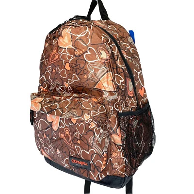 "Mochila Escolar Hearts Olympia Bravo 18"" BP-1004 Nueva Con Etiquetas Amor Lindo Marrón" Foto 1 de 4