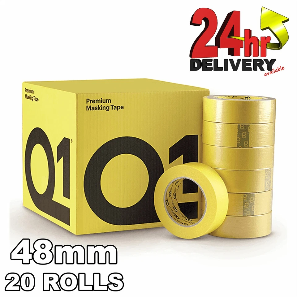 Q1 PREMIUM AUTOMOTIVE MASKING TAPE 110c - Box of 2" Inch 48mm x 50m 20 Rolls - Image 1 of 1