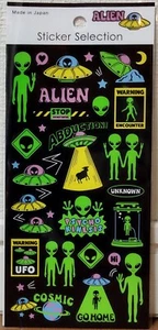 GAIA Alien & UFO PET Design Sticker Selection Space Kids Gift 2025 MADE IN JAPAN - Picture 1 of 3