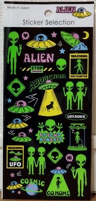 GAIA Alien & UFO PET Design Sticker Selection Space Kids Gift 2025 MADE IN JAPAN - Image 1 of 3