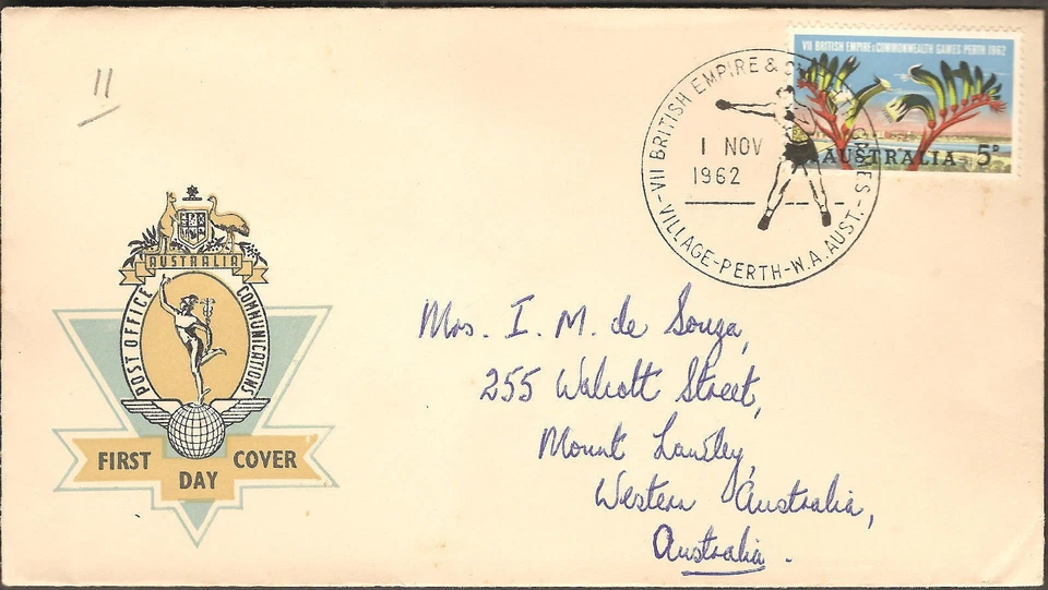 1962 Perth Commonwealth Games Australia Hermes cubierta Boxing Village Perth CDS Foto 1 de 1
