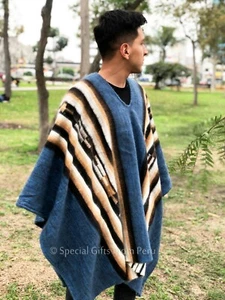 Handmade Alpaca Wool Poncho, Handwoven Traditional Poncho, Peruvian Alpaca Gift - Picture 1 of 10