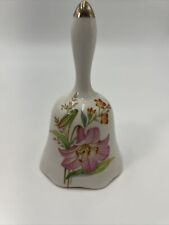 Vintage Flambro Imports Spring Fantasy Bell Japan White Pink Lily Gold Tip
