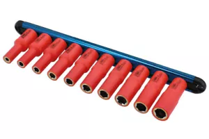 Juego de 10 enchufes aislados VDE 6-15 mm 3/8"D métrico EV vehículos híbridos en riel - Imagen 1 de 11