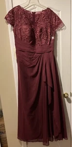 WOMEN MOTHER OF THE BRIDE LACE SEQUINS SHORT SLEEVE WEDDING EVENING GOWN SIZE 16 - Picture 1 of 11