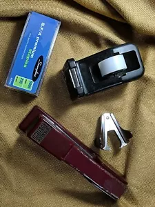 4 Vintage Office Desk Tool Lot Stanley Bostitch Stapler Scotch Tape Dispenser - Picture 1 of 24
