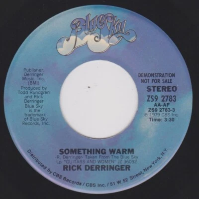 RICK DERRINGER {70s Rock 45} SOMETHING WARM ♫hear ~ promo Foto 1 de 2