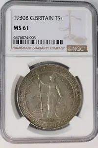 NGC Great Britain 1930 China Hong Kong Trade Dollar Silver Coin MS-61 **Rare**站洋 - Picture 1 of 3