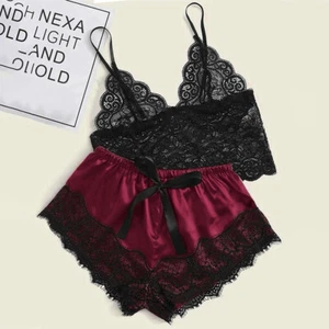 1 Set Womens Lace Sleepwear Lingerie Tops And Shorts Babydoll Underwear-v - Picture 1 of 16