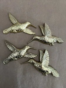 VINTAGE 4 HOMCO HUMMINGBIRDS GOLD COLOR HOME INTERIOR DECOR WALL ART MADE IN USA - Picture 1 of 17