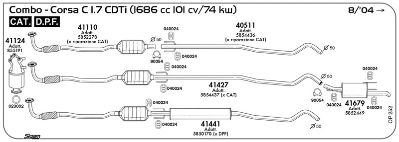 CATALIZZATORE PER OPEL Combo Corsa C 1.7 CDTi 1686 cc 101 cv/74 kw Cat DPF 08/04 - Imagen 1 de 1