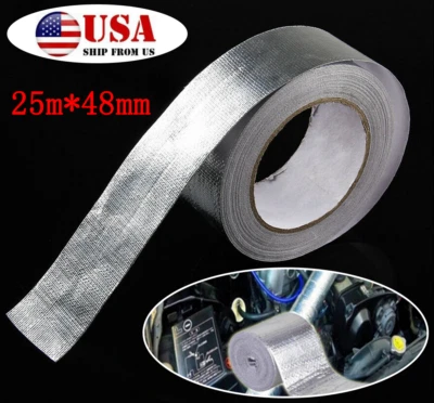 Cinta de protección térmica de aluminio de 82 pies * 48 mm envolvente universal para tubo de escape turbo para automóvil Foto 1 de 4