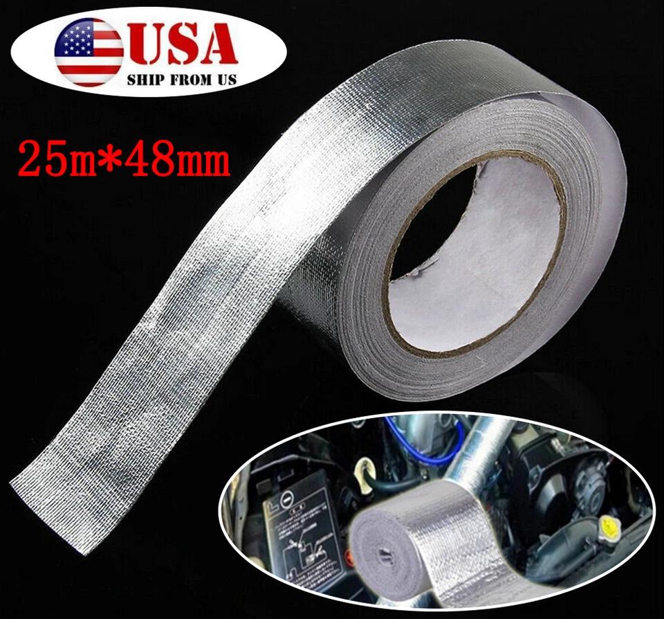 Cinta de protección térmica de aluminio de 82 pies * 48 mm envolvente universal para tubo de escape turbo para automóvil Foto 1 de 4