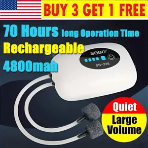 Air Pump Rechargeable Aerator Oxygen Pump USB Portable Air Bubbler For Fish Tank - Picture 1 of 13