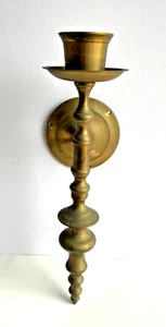 Vintage Brass Candle Holder Wall Sconce 15" Heavy India - Picture 1 of 8