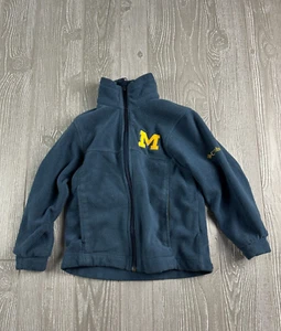 Michigan Wolverines Fleece Jacket Youth 6/7 Columbia College Blue Full Zip - Picture 1 of 9