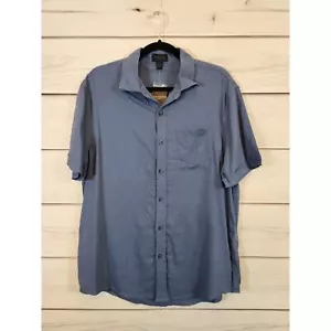 NWT Magaschoni Mens Casual Button Down Shirt Short Sleeve Collared Blue Size M - Picture 1 of 7