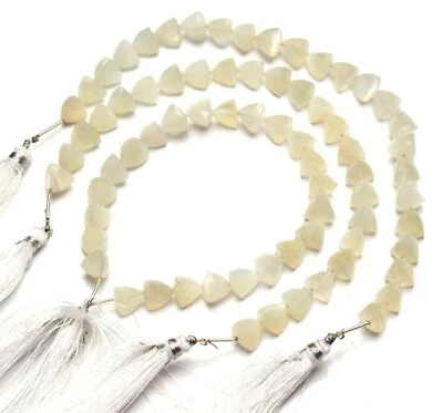 Natural Gem White Moonstone Beads for Jewelry Making 8.5MM 3D Trillion Shape 9" - Image 1 of 4