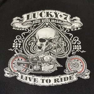 Harley Davidson Lucky 7 Bikers Skull Booze Broads Sz 2XL Black Easy Rider - Picture 1 of 9
