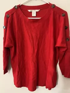 Max Studio Sweater Women's Medium Red Rayon Long Sleeve Buttons - Picture 1 of 6