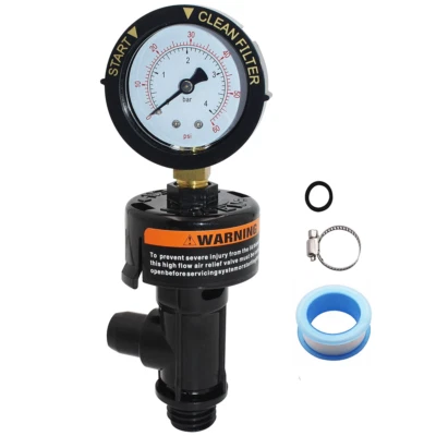98209800 Manual Air Relief Valve w/Pressure Gauge for Pentair Pool / Spa Filter - Image 1 of 4