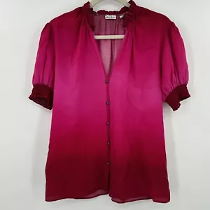 Robert Graham Short Sleeve Pink Ombre Silk Blend Button Front Shirt Size Medium - Picture 1 of 6
