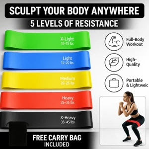 Resistance Bands Set for Exercise, Workout, Therapy, Yoga, Pilates – 5 Levels - Picture 1 of 6