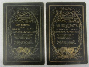 2 antike Trauer Gedenk Bestattungskarten Tod 1895 1896 Familie Middleworth - Bild 1 von 4