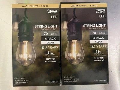 2 Pack - Feit Electric S14-1W 2200K 50 Lumens S14 String LED Bulb 8 BULBS TOTAL - Image 1 of 2