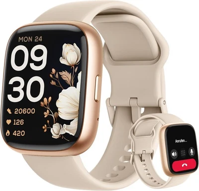 Smartwatch Damen Herren mit Telefonfunktion Armbanduhr für iPhone Samsung Huawei - Bild 1 von 4