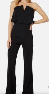 Bebe Strapless Overlay Jumpsuit Women's sz XS Black - Picture 1 of 1