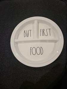 Rae Dunn Melamine Children’s Divided Plate BUT FIRST FOOD 8.5" - Picture 1 of 6