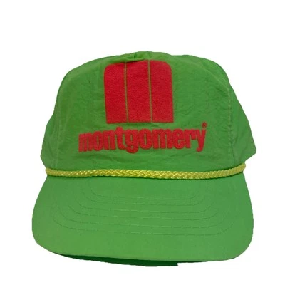 Sombrero de Camionero Montgomery Vintage Años 80 Estampado Puff Verde Neón Snapback 100% Nylon Foto 1 de 4