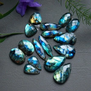 8Pair 255Cts Natural Labradorite Cut Multifire Stone Lot 11x21-18x32mm #R-12685 - Picture 1 of 7