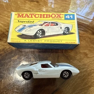 vintage 1966 MATCHBOX 41C FORD GT RACER (Chrome Rims) in Original Box - Picture 1 of 13