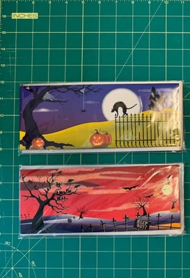 Lot of 2 Up With Paper Halloween Panoramic Pop Up Cards Witch Black Cats NOS - Image 1 of 4