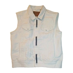 Y2K Vintage 90's Sean John White/Cream Denim Cropped Streetwear Vest Size XL Vgc - Picture 1 of 6