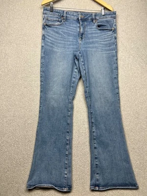 American Eagle Womens Mid Rise Flare Leg Boot Cut Denim Jeans Size 14 R Med Wash - Image 1 of 4