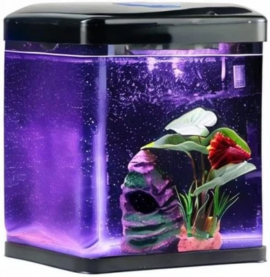 Kits de inicio de nano acuario de vidrio autolimpiante pequeño pecera Betta de 2 galones EE. UU. Foto 1 de 4