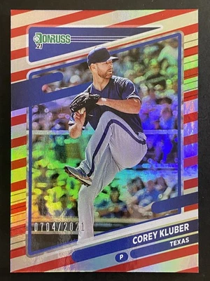 Corey Kluber 2021 Donruss Baseball Red White Stripes /2021 Texas Rangers #63 - Image 1 of 2