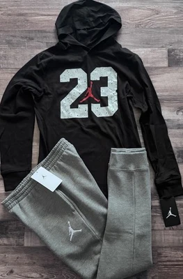 NWT Nike Air Jordan Boys YLG Black/Gray/Red/White Jogger Pants Set Large - Image 1 of 3