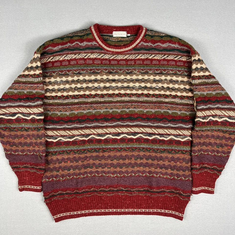 Suéter Texturizado Tejido 3D De Colección Para Hombres XL Norm Thompson Mezcla de Lana Texturizado Años 90 Italia Foto 1 de 4