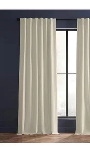 Exclusive Fabrics & Furnishings Off White Textured Rod Pocket Blackout Curtain - Picture 1 of 2