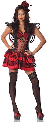 Vestido Disfraz LITTLE RED BUG con Sombrero Ala Borde Red Negro Adulto Mediano Grande 6 8 10 Foto 1 de 2