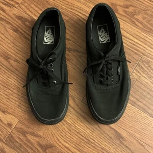 Vans Off The Wall Men 8 Women 9.5 All Black Lace Up Casual Unisex Shoe Sneakers - Picture 1 of 14