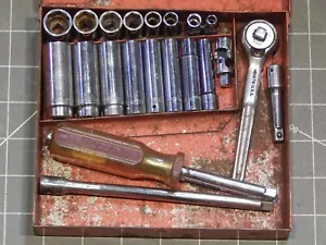 Juego de servicio general Matco Kraeuter trinquete 21 piezas 1/4" unidad enchufe profundo poco profundo - Imagen 1 de 4