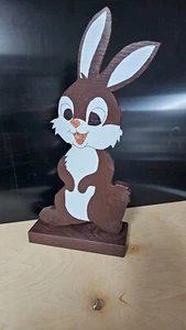 Osterhase Schokoladenbraun aus Holz als Deko zu Ostern groß - Bild 1 von 3